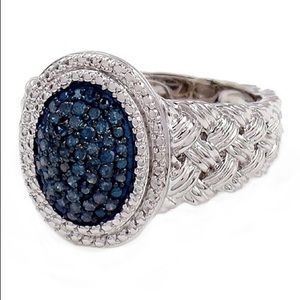 Savvy Cie Blue Diamond Accent Braid Texture Ring